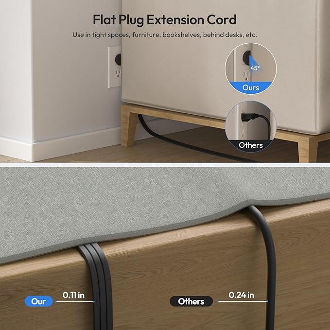 NTONPOWER Extension Cord 25 ft, 1080 Joules Surge Protector Power Strip with 6 Widely Outlets 3 USB (1 USB C), Long Extension Cord for Home Office Dorm Room Essentials