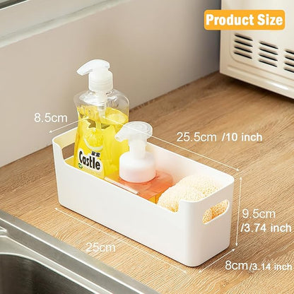 2 Pack Cabinet Organizer Storage, Adhesive Over Cabinet Door Organizer, No Drilling Space Saver Plastic Storage Containers Multi-Use for Kitchen Bathroom Office Bedroom, White