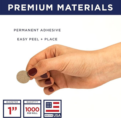 Kraft 1-Inch Circle Dot Stickers – 1,000 Round Adhesive Labels per Roll, Colored Stickers for Garage Sale Price Tags, Classroom, Inventory, Office & Yard Sale Supplies, Made in USA