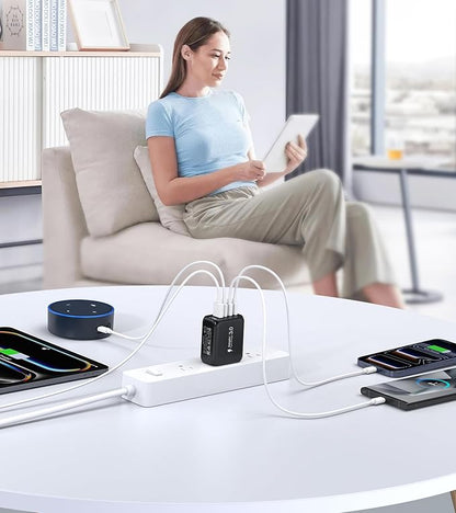 60W USB C Wall Charger Block, 2Pack 5-Port C Charger Fast Charging Block PD Power Adapter+QC 3.0 Multiport Type C Box Brick Cube USB A Wall Plug for iPhone 15/16/17 Pro Max Plus, iPad,Galaxy S24/S23