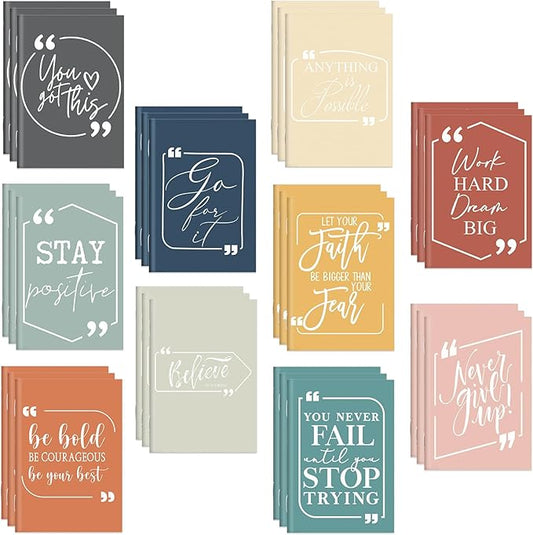 Fulmoon 50 Pcs Mini Motivational Notebooks Bulk for Employees Inspirational Small Pocket Notepads Mini Journal Team Gifts for Employee Appreciation Office Use (Multicolor)