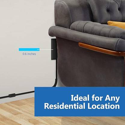 LIDER Flat-Face Outlet Extender with 3 Receptacles, Ultra-Thin Wall Plate Plug with Cord Extender and 3-Outlet Power Strip, 3ft Cord, LWE3-315-BK2P, ETL-Listed, Black, 2 Pack