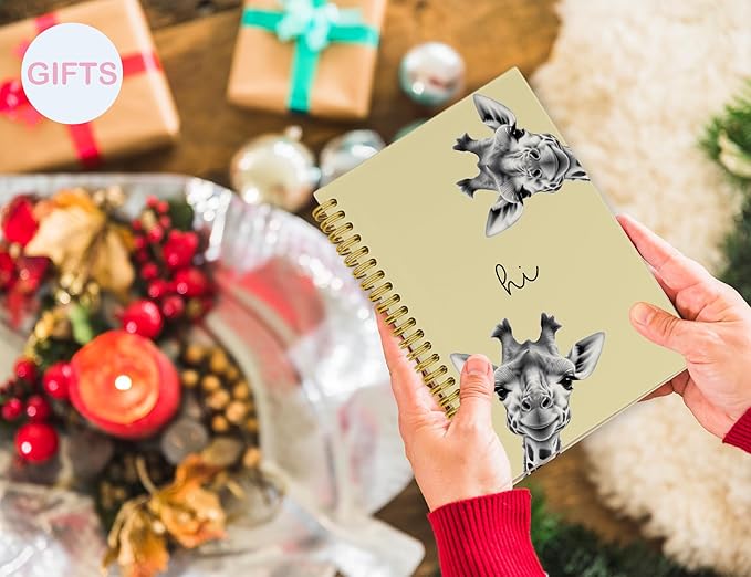 Giraffe Notebook Journal,Yellow Cute Animal Notebook Journal for School Women Teen Girls Kids,Gifts for Giraffe Lovers,Hardcover Spiral Notebooks for Work Notes Journaling,5.5x8.3 Inch
