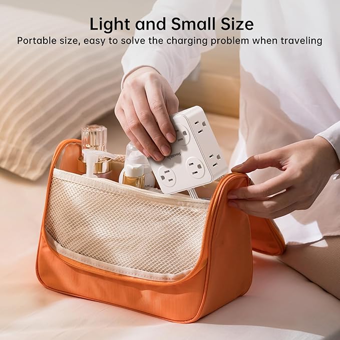 10Ft Power Strip with Surge Protector, 8 Outlets 4 USB Ports Extension Cord, Flat Plug Charging Station for Home Office Desk & College Dorm Essentials, White