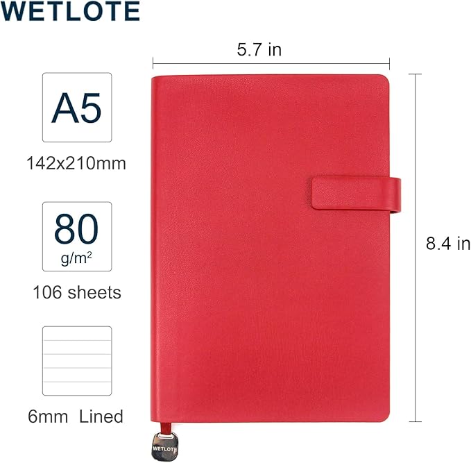 Softsided Notebook - 5.7"x 8.4" - upgraded texture, classic line design, paper for smooth writing, elegant hangtag detail, with box, perfect for both gift and personal use(Red)