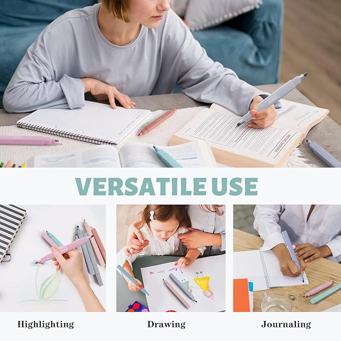 Vitoler Highlighters Pastel,8 Pack Chisel & Fine Tips Bible Highlighters,Soft Tip Highlighter Set for School Office Supplies