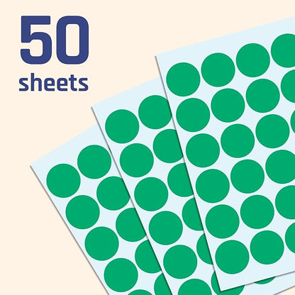 1200 Pack, 1" Round Dot Stickers Circle Labels - Green