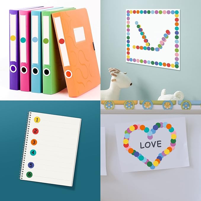 REGELETO 4200 PCS 0.75 Inch 12 Colors Round Colored Dot Stickers for Toddlers Teaching Papers, Color Coding Labels, Circle Dots Stickers for Office and Student Classroom (25 Sheets)