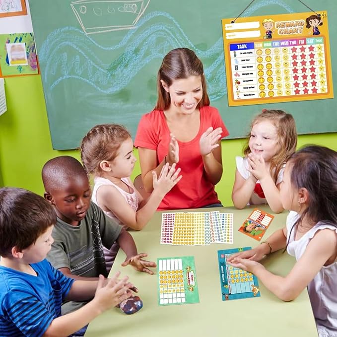 Student Reward Stickers，Teacher Essentials, Teacher Supplies，6600PCS Incentive Stickers，75 Sheets of 15 Different Incentive Stickers，Star Stickers, Star Shaped Stickers (Coloration-1)