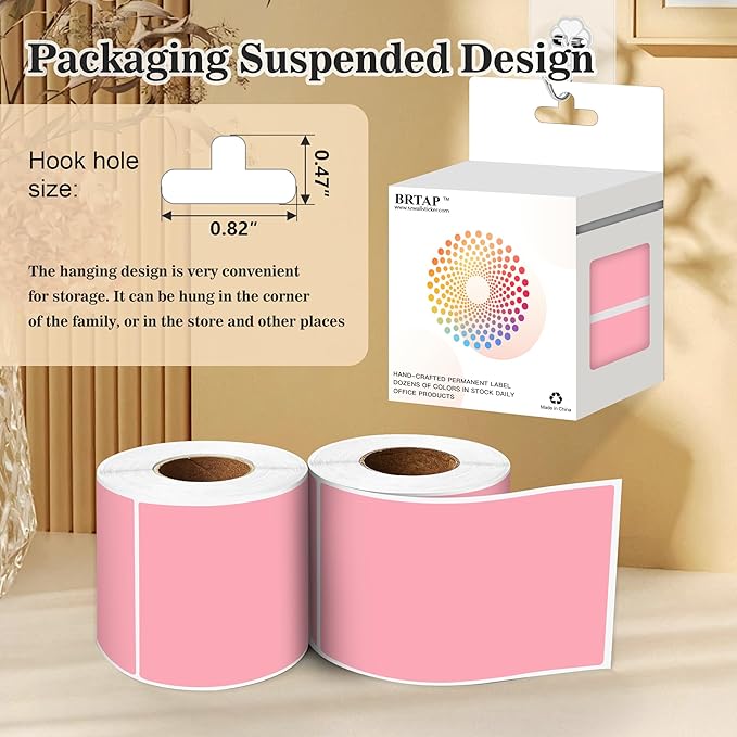 Rectangular Color Coding Moving Labels 3X5 Inch 250 Per Roll, Pink Moving Stickers for Boxes Color Coded, Packing Labels Stickers for Inventory Warehouse
