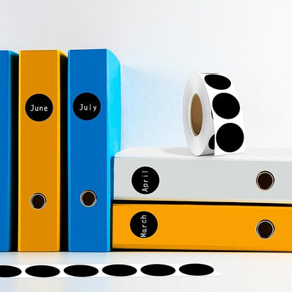 PARLAIM 4 Rolls 4000PCS 1 inch Round Color Coding Circle Dot Labels,Color- Coding Label Sticker for Home Office Classroom(Black)