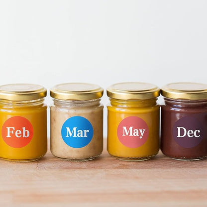 Zonon 12 Rolls 6000 Labels Round Month Stickers, 1 Inch 12 Months of The Year Labels Monthly Adhesive Sticker Color Coding Month Tag Decorative Sticker, 500 Pieces Per Roll(White)