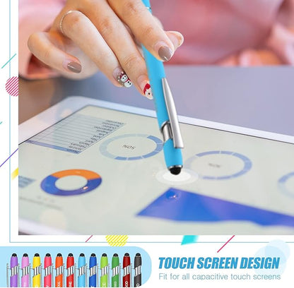 Zonon 12 Pcs Inspirational Pens Bulk Funny Ballpoint Pen with Stylus Tip Motivational Gifts for Christmas Teacher Coworkers Nurse School Office Supplies(Fresh Color,Bible Style)