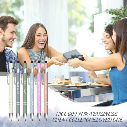 Zonon 12 Pcs Inspirational Pens Bulk Funny Ballpoint Pen with Stylus Tip Motivational Gifts for Christmas Teacher Coworkers Nurse School Office Supplies(Morandi,Boss Lady)