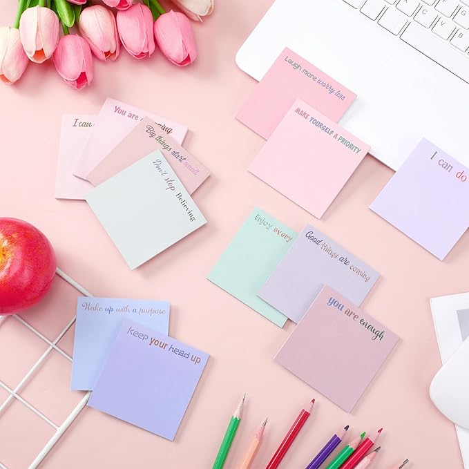 Yinder 24 Pcs Inspirational Sticky Notes Christmas Stocking Stuffers Motivational Sticky Notes Pad Employee Appreciation Gift Bulk for Teacher Nurse Coworker Office 3 x 3'' (Inspire,Aesthetics)