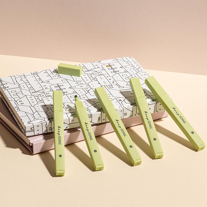 DIVERSEBEE Bible Highlighters with Soft Chisel Tip, 5 Pack Single Color Pens No Bleed, Quick Dry, Cute Aesthetic Markers for Bible Study Journaling Supplies (Green)