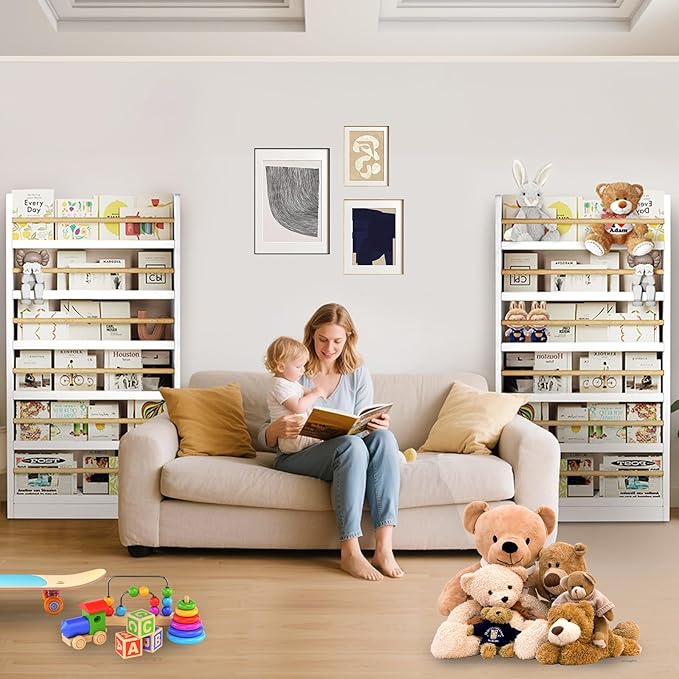 Book Shelf, Kids Bookshelf, Wall Bookshelf - 2/3/4/5/6 Tier Bookcase for Children's Books and Toys for Bedroom, Study or Living Room (Log Color)