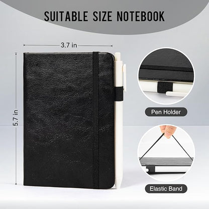 Pocket Small Notebook Journals, 8 Pack (Midnight Black) Mini Notebook 3.7x5.7 Journaling Notebooks for Women Men, Hardcover Lined Note Pads with Pens for Work, Business, Travel Journal, Office Supplies