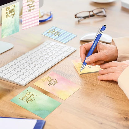 Geyee 24 Pcs Inspirational Sticky Notes with Funny Pens Fun Notepads for Adults Coworkers Nurse 3 x 4 Inch to Do List Notepads with Sayings Pen for Lab Week Gifts Teacher Office Supplies