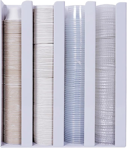 UCUDI Portion Sauce Cup Lid Holder for Restaurant 4 Compartments Plastic Sauce Cup Organizer Dispenser Fits Cups 2oz to 5.5oz in One Size for Counter or Wall Mount (White)