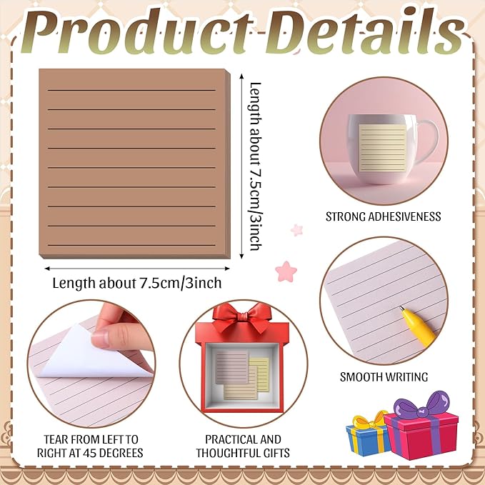 Yinder 24 Pcs Inspirational Sticky Notes Christmas Stocking Stuffers Motivational Sticky Notes Pad Employee Appreciation Gift Bulk for Teacher Nurse Coworker Office 3 x 3'' (No Words,Boho)