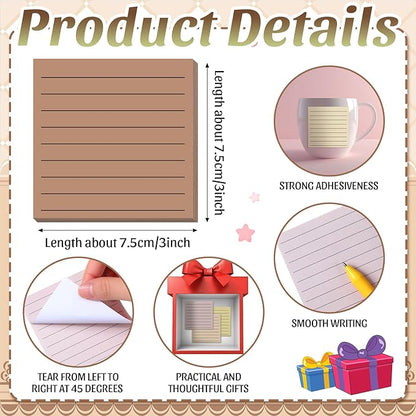 Yinder 24 Pcs Inspirational Sticky Notes Christmas Stocking Stuffers Motivational Sticky Notes Pad Employee Appreciation Gift Bulk for Teacher Nurse Coworker Office 3 x 3'' (No Words,Boho)