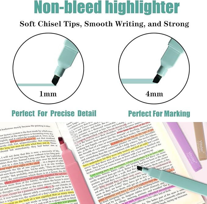 Bible Highlighters,8 Colors pastel highlighters, Cute Pens with Chisel Tip for Journaling Office School Bible Study Supplies