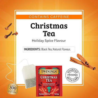 Twinings Christmas Black Tea Individually Wrapped Bags, 20 Count (Pack of 2), Aromatic Cinnamon & Clove, Caffeinated, Enjoy Hot or Iced, 20 Teabags