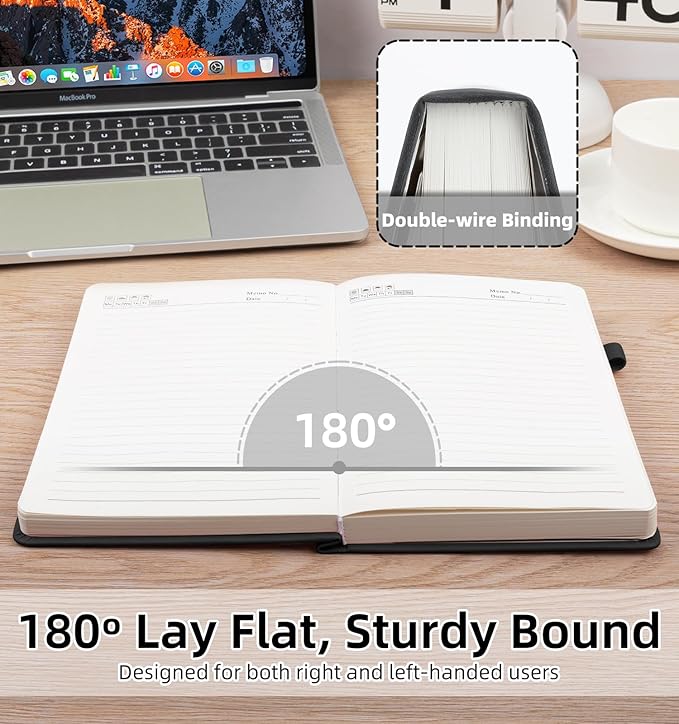 Lined Journal Notebook 365 Pages, A5 Leather Journals for Writing Women & Men, Hardcover Notebook with 100GSM Thick Paper, Daily Journal Notebook for Travel, Work, School, Note Taking, College Ruled