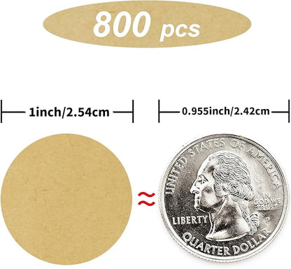 Starboling Dot Stickers,800Pcs 1inch Kraft Paper Round Color Coding,Can Writing for Office,Student Classroom and Other Scenarios