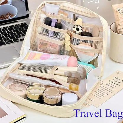 Pencil Case Pouch Box Cute Kawaii Large Capacity Aesthetic Zipper Pen Holder Organizer Bag for Office Workspace Supplies Desk Accessories Travel (Off-White)