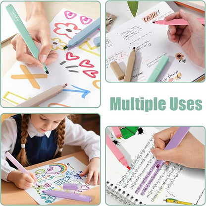 Highlighters, 8 Pack Aesthetic Highlighters, Assorted Colors, Chisel Tip, No Bleed Bible Highlighter Pastel for Journaling Office School Bible Study Supplies