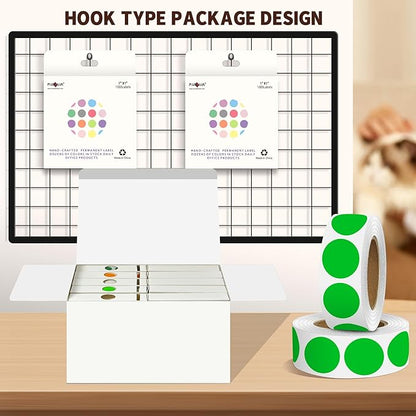 PARLAIM 1 Inch Round Adhesive Color-Code Dot Stickers,10000per 10 Rolls dots Label Dispenser Box, Green Circle Stickers Label for Office Home (Green)