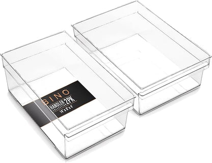BINO | Plastic Storage Bins, Large | THE HANDLER COLLECTION | Multipurpose Organizer Bins | Kitchen Pantry Organizers and Storage | Clear Containers for Organizing Home | Freezer Organizer