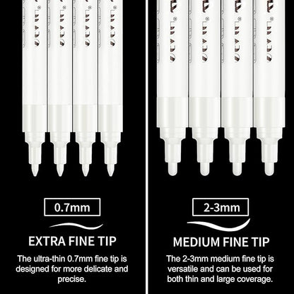 SFAIH Acrylic White Paint Pens - 8 Pack 2-3MM Medium Tip & 0.7MM Extra Fine Paint Marker for Rock Painting, Wood, Metal, Fabric, Plastic, Canvas, Glass, Ceramic, Diy Crafts, White Out Pen