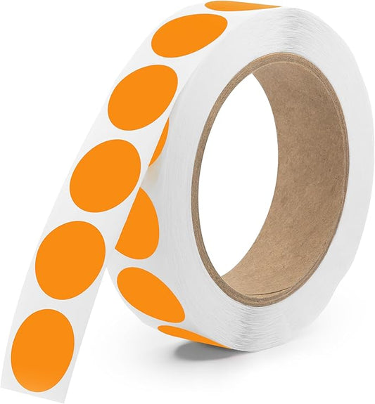 Fluorescent Orange 1-Inch Circle Dot Stickers – 1,000 Round Adhesive Labels per Roll, Colored Stickers for Garage Sale Price Tags, Classroom, Inventory, Office & Yard Sale Supplies, Made in USA