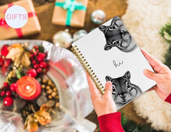 Squirrel Notebook Journal,Cute Animal Notebook Journal for School Women Teen Girls Kids,Gifts for Squirrel Lovers,Hardcover Spiral Notebooks for Work Notes Journaling,5.5x8.3 Inch
