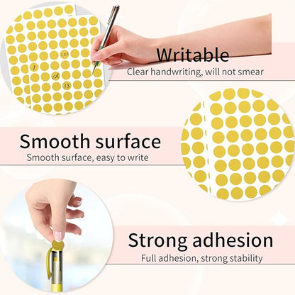 Dot Stickers - 1/2 Inch Gold Circle Labels, 1400pcs Writable Color Coding, Round Labeling for Office, Classroom, Garage Sale