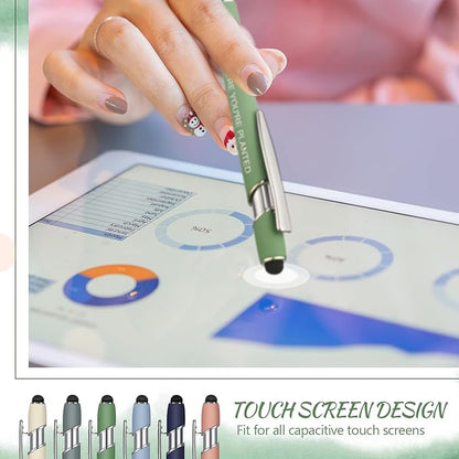 Zonon 12 Pcs Inspirational Pens Bulk Funny Ballpoint Pen with Stylus Tip Motivational Gifts for Christmas Teacher Coworkers Nurse School Office Supplies(Morandi,Bible Style)