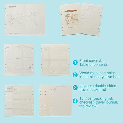 Travel Journal for Women Men, Leather Travel Scrapbook Notebook & Adventure Book Travel Planner Memory Diary, Travel Gifts (Blue)