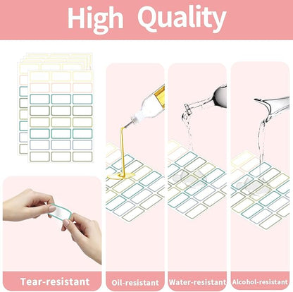 STARLIBOO Removable Labels, Removable Colored Labels Stickers, Self-Adhesive Rectangular Stickers Water/Oil/Tear Resistant for Food Containers/Classroom/Storage (8 Colors, 360 Labels)