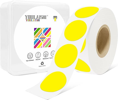 1 Inch Circle Dot Stickers 1000 PCS Color Coding Thermal Labels Dots Writable Printable Small Round Stickers for Office, Classroom, Inventory, Garage, Organizing Storage, DIY, Yellow