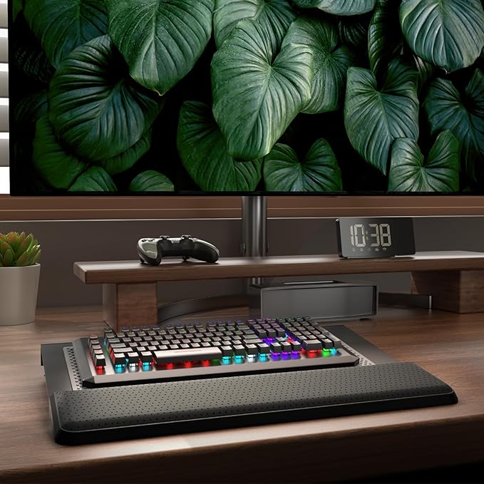 Computer Tilt Keyboard Stand - Acrylic Ergonomic Keyboard Holder for Easy Typing Working, Keyboard Riser with Comfortable Wrist Rest for Keyboard, Office, Home - Fits All Keyboard Sizes