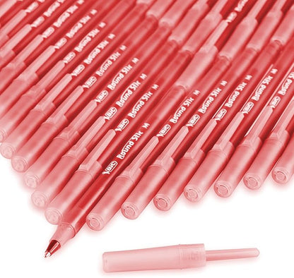 BIC Round Stic Xtra Life Red Ballpoint Pens, Medium Point (1.0mm), 12-Count Pack of Bulk Pens, Flexible Round Barrel for Writing Comfort, No. 1 Selling Ballpoint Pens