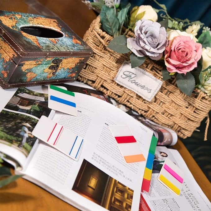 KICNIC 720 Pieces Sticky Tabs 2 Inch Index Tabs, Colored Page Markers Repositionable Tags Reading Tabs Self Adhesive Tape Flags for Books, Binders, Notebook and File Folders, [36 Sets 12 Colors]