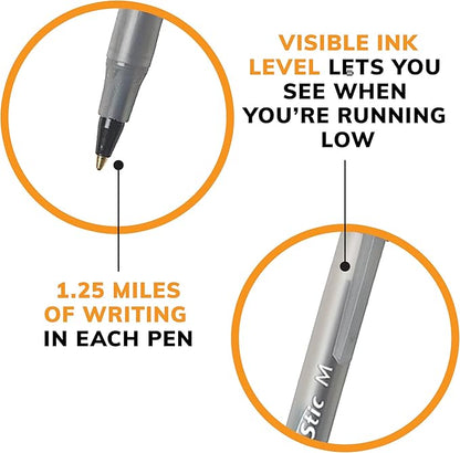 BIC Round Stic Xtra Life Ballpoint Pen, Ultra Long Lasting and Consistent Performance, 144-Count in Black Ink