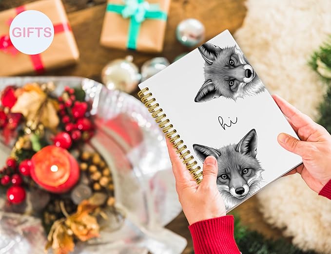 Fox Notebook Journal,Cute Animal Notebook Journal for School Women Teen Girls Kids,Gifts for Fox Lovers,Fox Gifts,Hardcover Spiral Notebooks for Work Notes Journaling,5.5x8.3 Inch