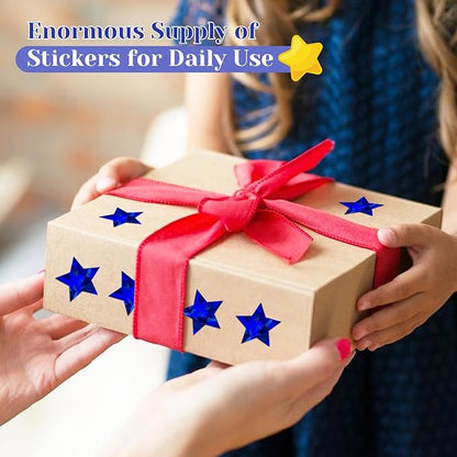 500 PCS Holographic Blue Star Stickers, 1 inch Self Adhesive Metallic Glitter Foil Stickers Sparkly Star Sticker Reward Behavior Chart Labels for Kids Students Teachers Supplies