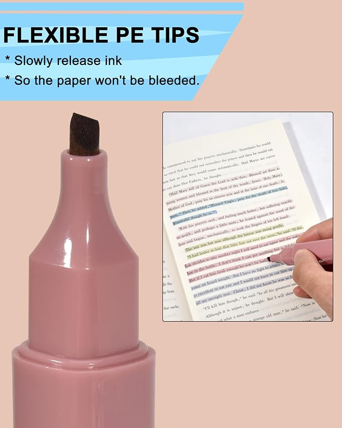 Aesthetic Lipstick-shaped Highlighters - Assorted Colors With Soft Chisel Tip, No Bleed Bible Highlighter Pastel, Unique Design