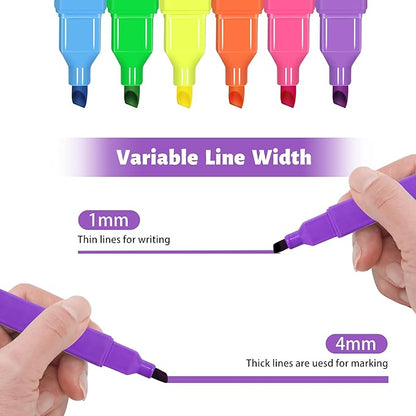 Highlighters,12pcs Aesthetic Pastel Highlighters, Chisel Tip Book Highlighter, Cute Pens with Chisel Tip, No Bleed Bible Highlighter Assorted Colors